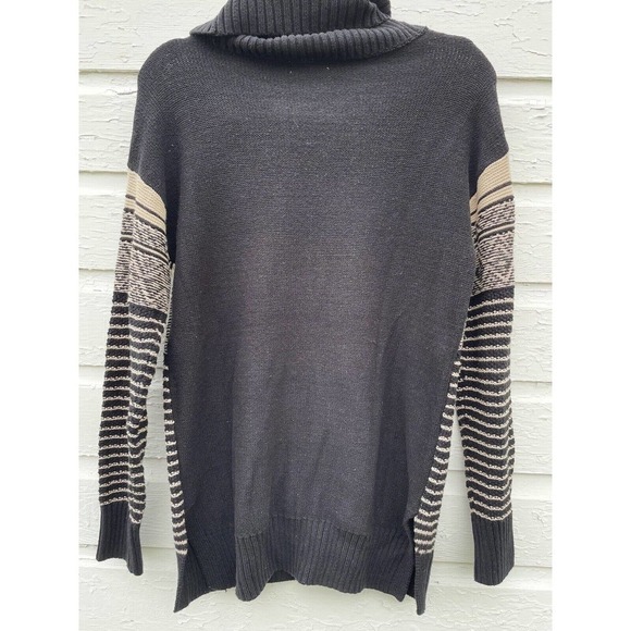Maurices Sweater Cowl Neck Fair Isle Black Tan Small Warm Cozy Fall Winter - Picture 5 of 7